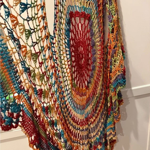 Colorful Crochet Women's Cape - Picture 4 of 5